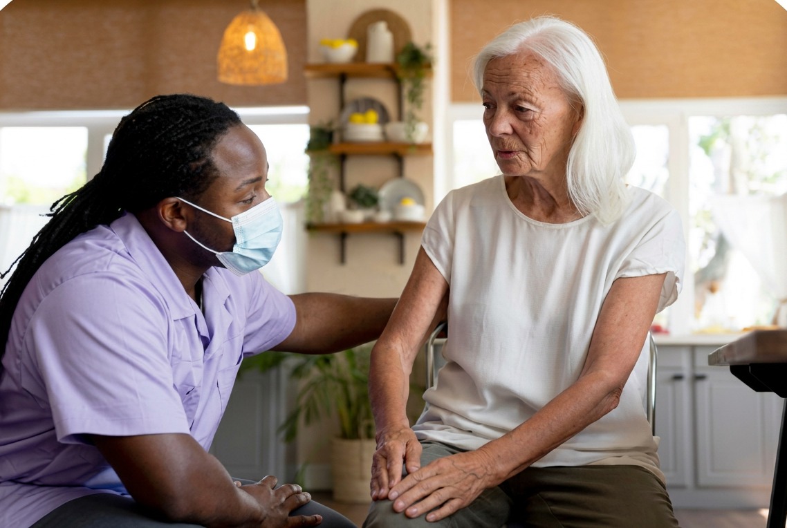 Caregiver supporting a resident at home